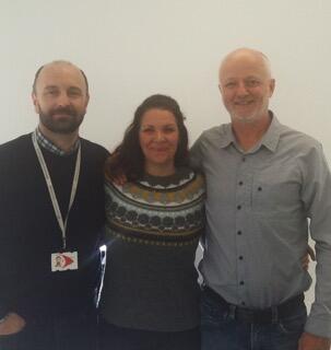 Photo from Left to right: Prof. Russell Stothard, Dr. Renata Candido and Prof. Tim St Pierre